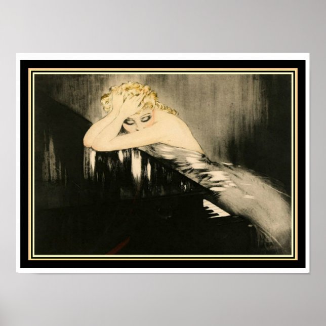 Louis Icart " Blonde au piano" 12 x 16 Poster (Devant)