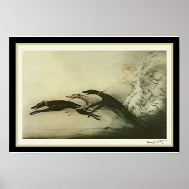 Louis Icart "Racing Greyhounds" Art Déco Imprimer (Devant)