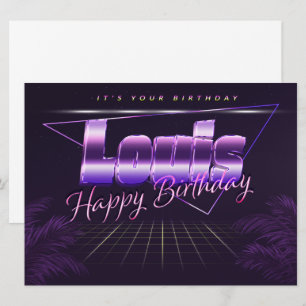 Louis Nom Prénom carte rétro violette Anniversaire