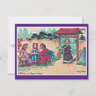 Louis Wain, Carte postale japonaise Kimono Cat Art