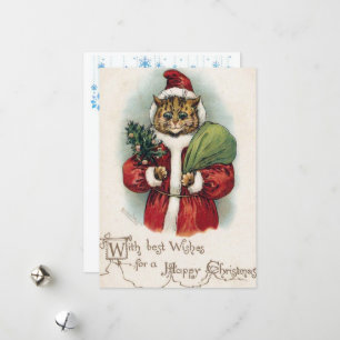 Louis Wain Christmas Cat Flat Carte de voeux
