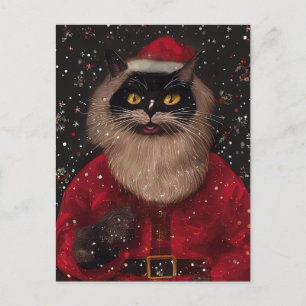 Louis Wain style Chat Santa Claus Carte postale