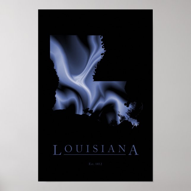 Louisiana Modern Map Poster (Devant)