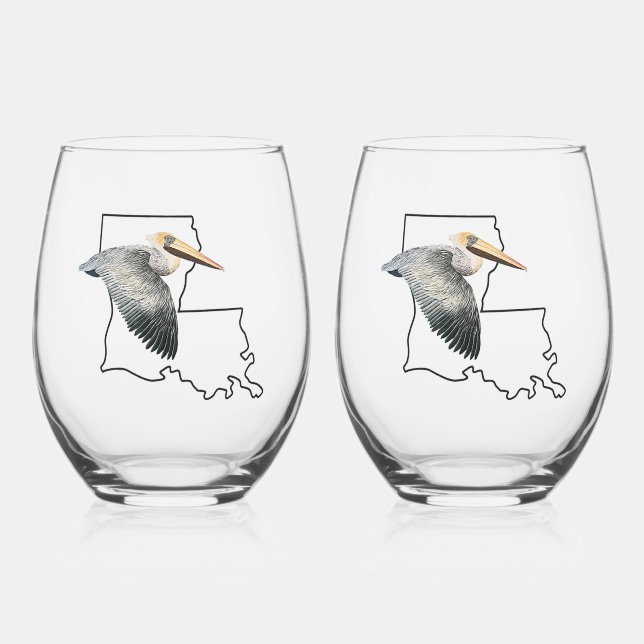 Louisiana Pelican Verre à vin sans pierre - 2 set (Recto)
