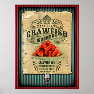 Louisiane Crawfish Poster de la Nouvelle-Orléans