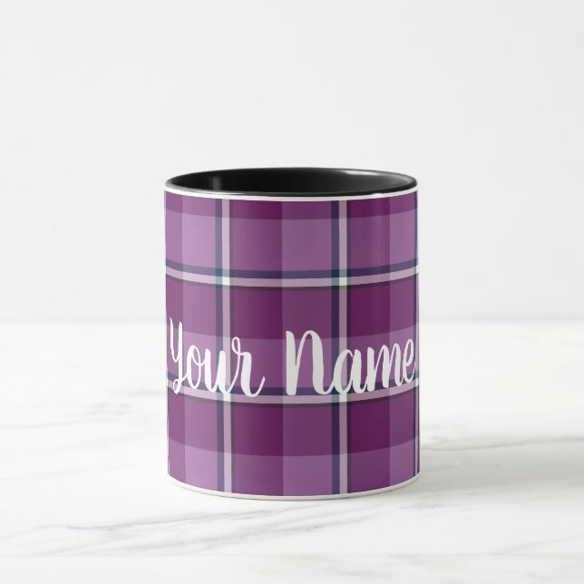 Loulou et Tendance Pink Plaid Personnalisable Mug (Centre)