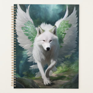 Loup blanc avec ailes