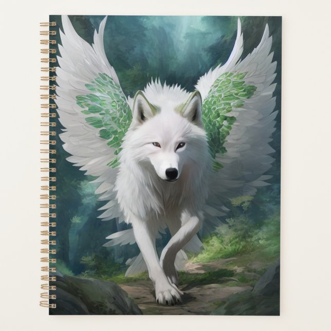 Loup blanc avec ailes (Devant)