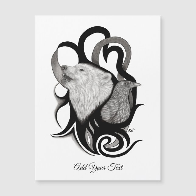Loup blanc avec art tribal coréen (Devant)
