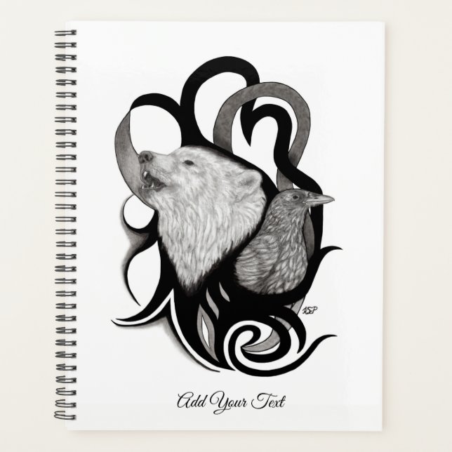 Loup blanc avec art tribal coréen (Devant)