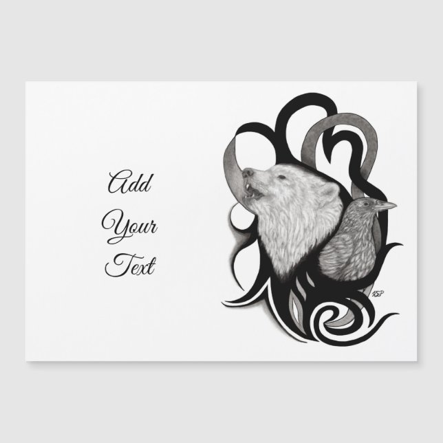 Loup Blanc avec Art Tribal de Corbeau (Devant)