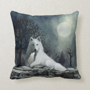 Loup blanc avec Coussin de la Coupe