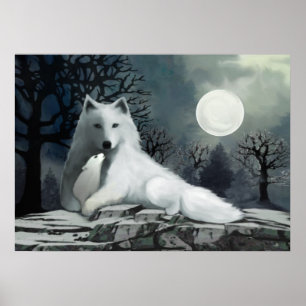 Loup blanc avec Poster de la Pup