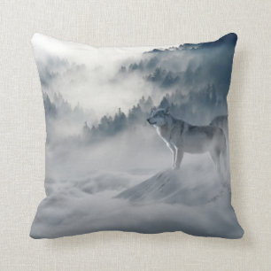 Loup Blanc d'Hiver dans Coussin de Neige