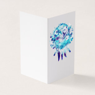 Loup blanc Dreamcatcher bleu violet Floral