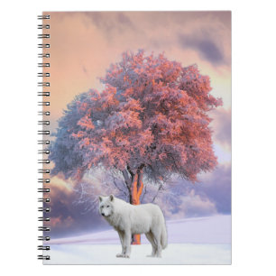 Loup blanc en hiver Carnet Spiral