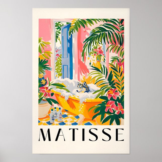 Loup dans la baignoire Affiche drôle, Impression d (Devant)