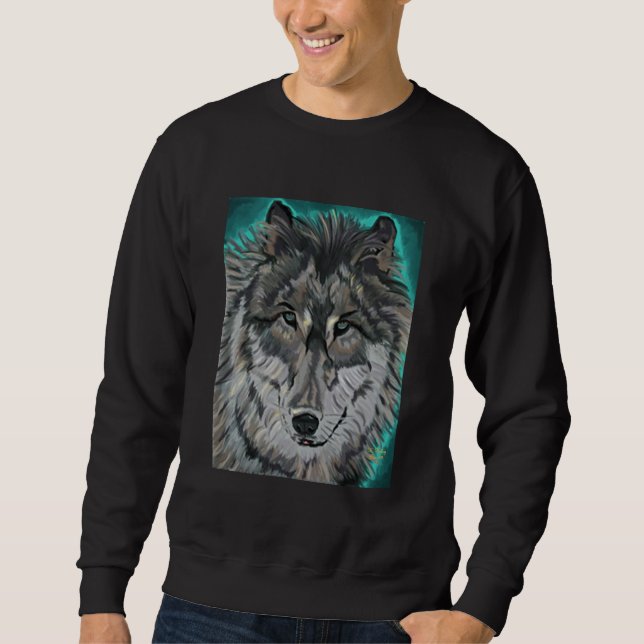 Loup dans le sweatshirt turquoise de glace (Devant)