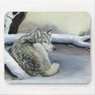 Loup dans le tapis de souris d'art de neige