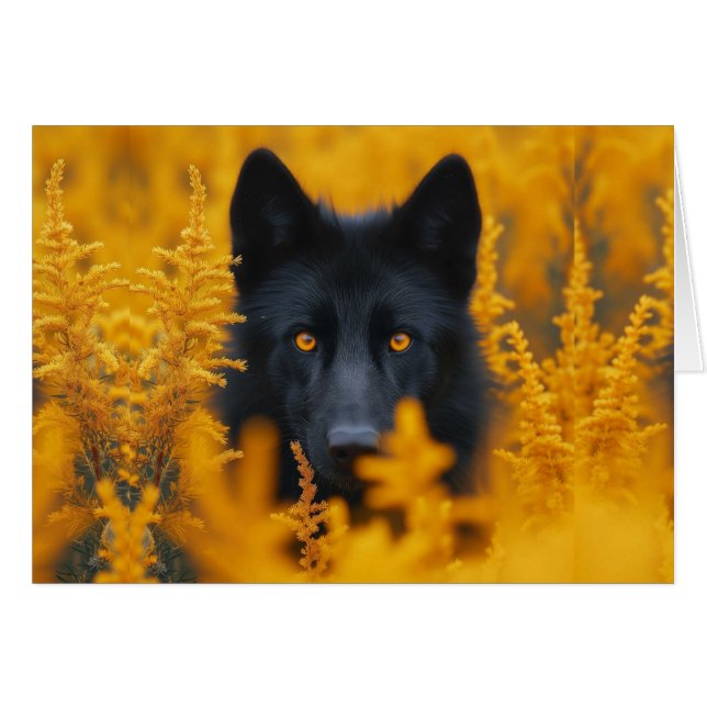 Loup de chien noir avec des yeux d'or étonnants vi (Devant horizontal)