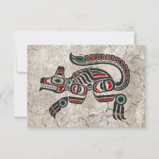 Loup de l'esprit haïda rouge et noir fissuré