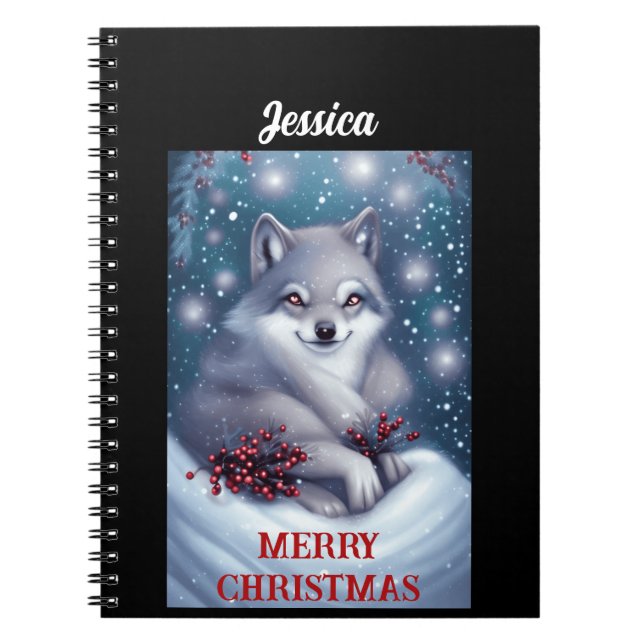 Loup de Noël personnalisé - Cahier (Devant)