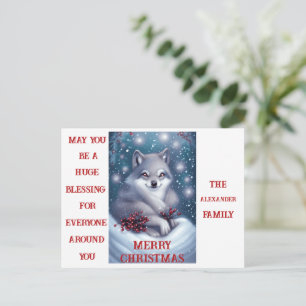Loup de Noël personnalisé - Carte postale