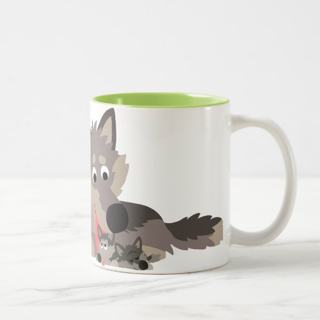 Loup de papa de bande dessinée et tasse mignons de (Droit)
