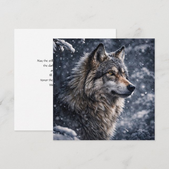 Loup du solstice d'hiver dans la nuit enneigée (Devant / Derrière)