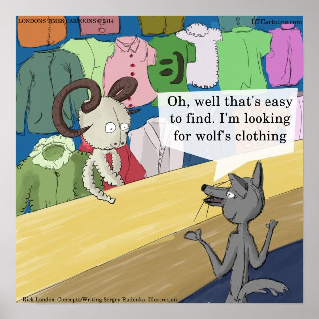 Loup En Tenue De Loup Affiche Drôle (Devant)