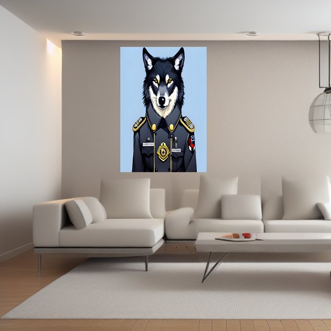 Loup en uniforme de police | AI Art Poster (Créateur téléchargé)