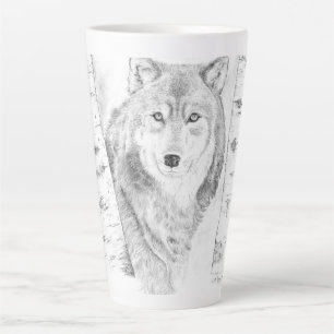 Loup entre bouleaux Latte Mug