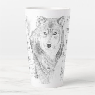 Loup entre bouleaux Latte Mug