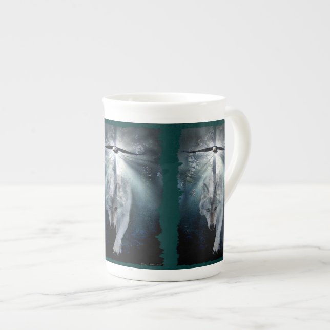 Loup et aigle à tête blanche Chine Café Mug (Devant droit)