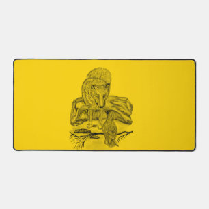 Loup et corbeau noir et jaune