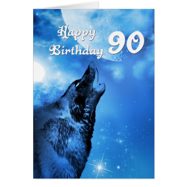 Loup fantôme hurlant 90e carte d'anniversaire (Devant)