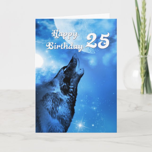 Loup fantôme hurlant carte de 25e anniversaire (Devant)