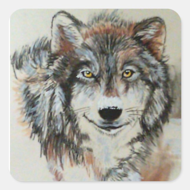 Loup gris en Stickers Neige (Devant)