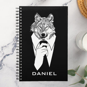 Loup hipster drôle avec smoking noir personnalisé