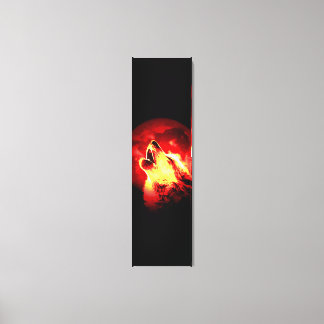 Loup Howling et lune rouge toile enveloppée person
