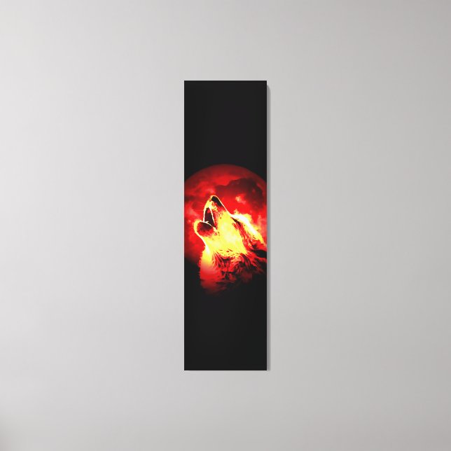 Loup Howling et lune rouge toile enveloppée person (Recto)