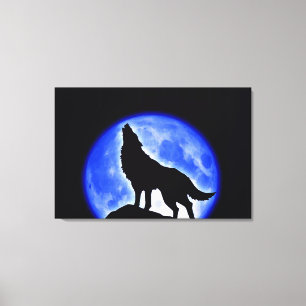 Loup hurler sur la toile enroulée de la lune