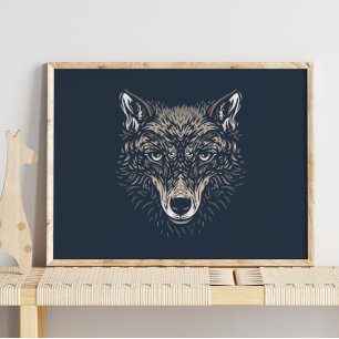 Loup   Impression murale de loup d'animal forestie