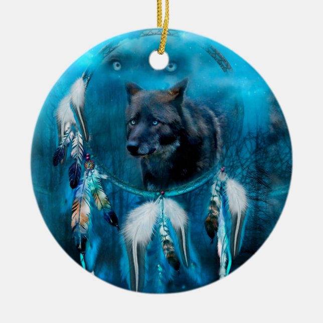 Loup indien attrapeur de rêve avec des ornements e (Devant)