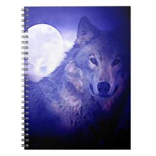 Loup, lune et Carnet de nuit bleu