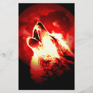 Loup, lune et ciel rouge