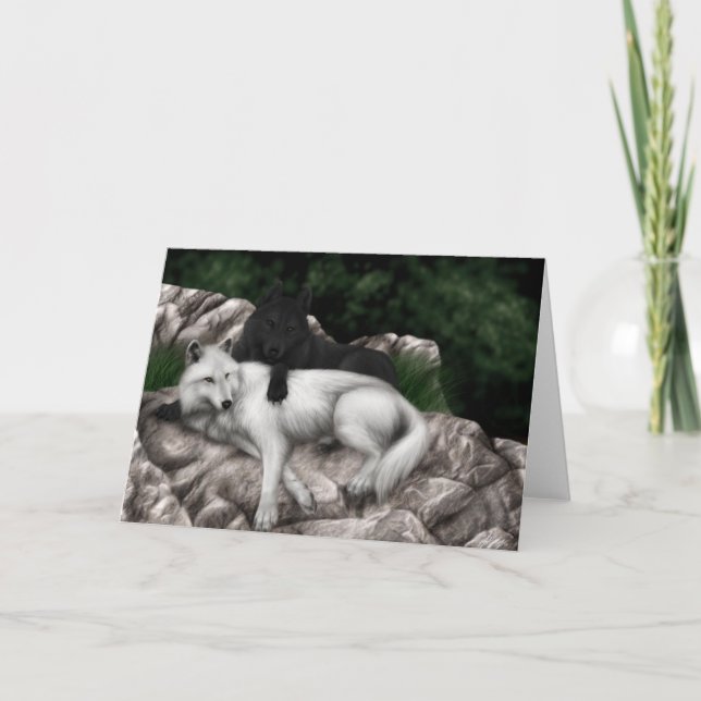 Loup noir, carte de voeux Loup blanc (Devant)