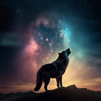 Loup solitaire hurle au puzzle coloré Nebula Jigsa