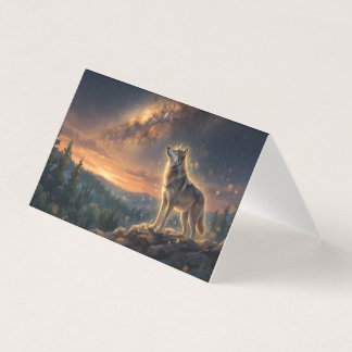 Loup solitaire sous le ciel étoilé de la Voie lact