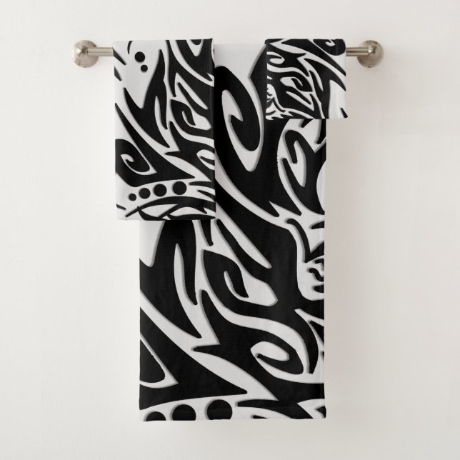 Loup tribal noir et gris abstrait (En situation)